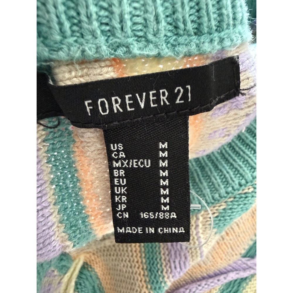 Womens 3D Textured Knit Cropped Sweater Pastel Multi Color Size Medium - Picture 3 of 6